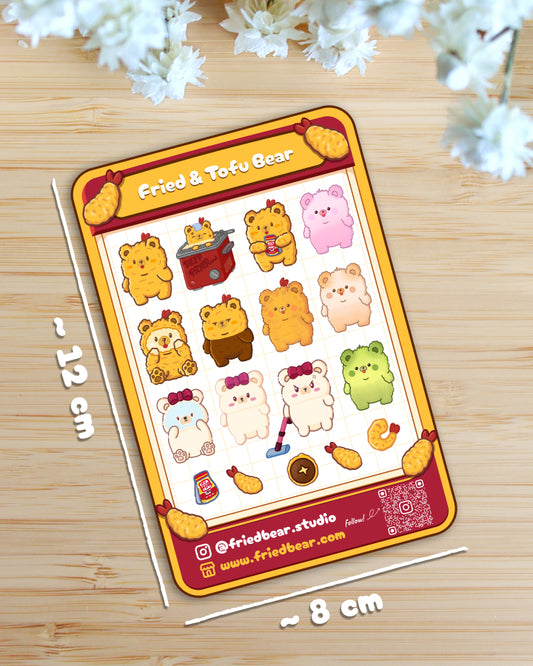 Sticker Sheet — Fried Bear Family — Medium