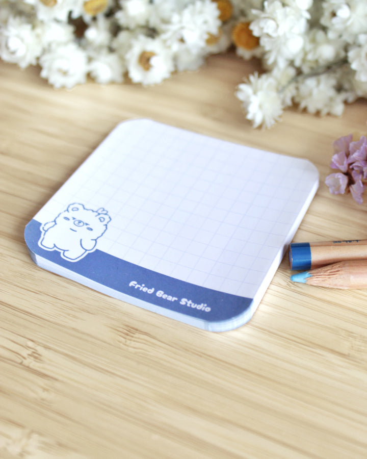 Memo Pad — Fried Bear — Outline Blue