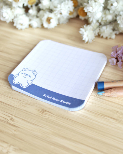 Memo Pad — Fried Bear — Outline Blue