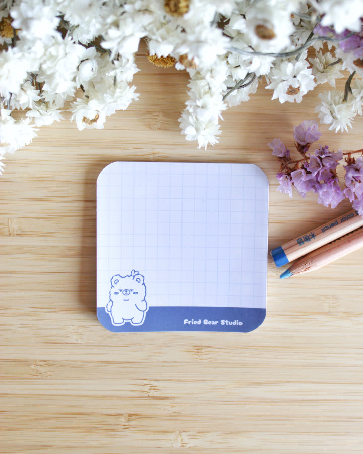 Memo Pad — Fried Bear — Outline Blue