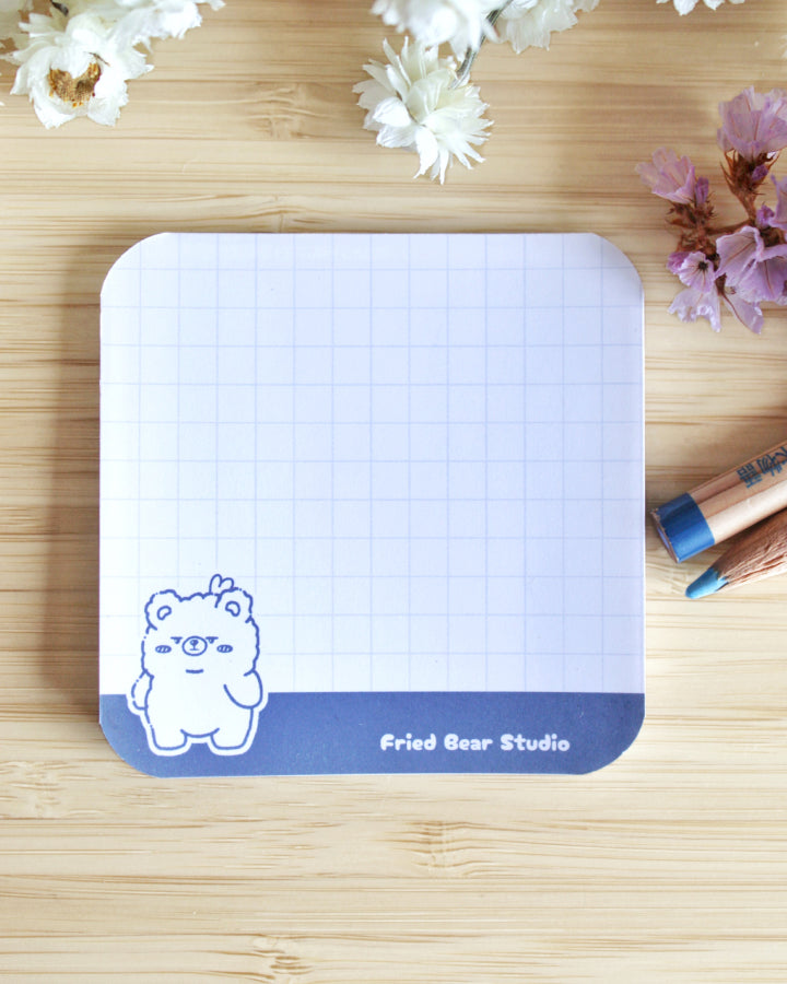 Memo Pad — Fried Bear — Outline Blue