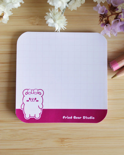 Memo Pad — Tofu Bear — Outline Pink
