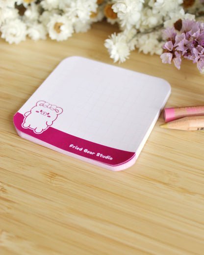 Memo Pad — Tofu Bear — Outline Pink