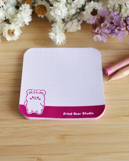 Memo Pad — Tofu Bear — Outline Pink