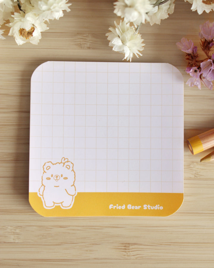 Memo Pad — Fried Bear — Outline Yellow