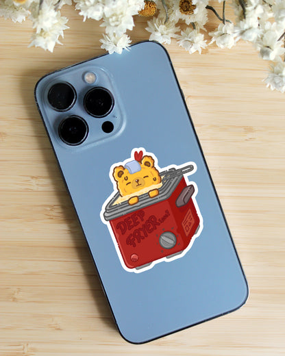 Sticker — Fried Bear — In the Fryer