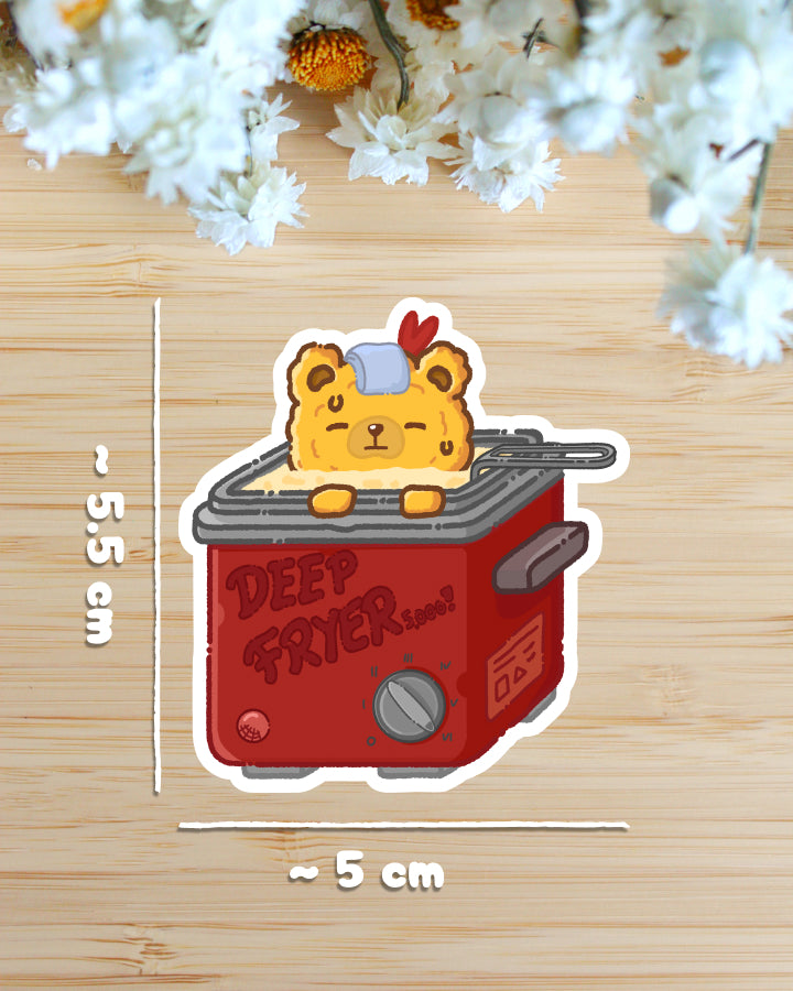Sticker — Fried Bear — In the Fryer
