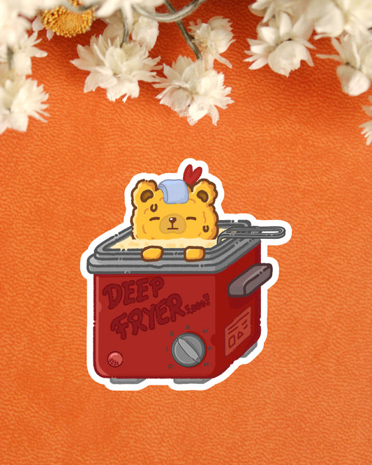 Sticker — Fried Bear — In the Fryer