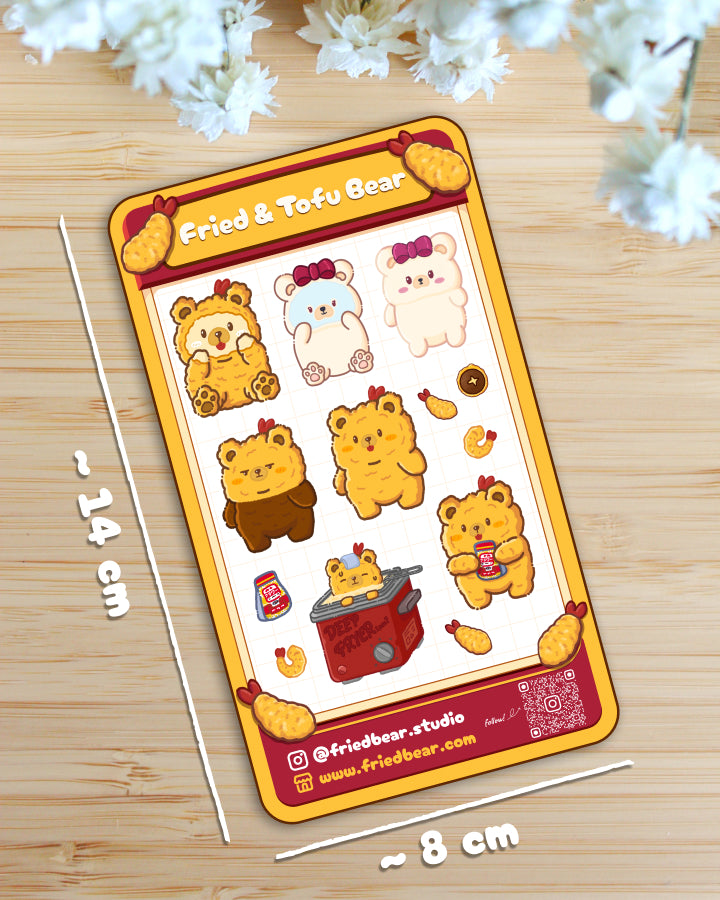 Sticker Sheet — Fried & Tofu Bear — Large