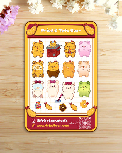 Sticker Sheet — Fried Bear Family — Medium