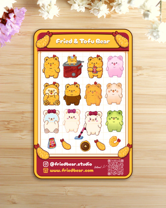 Sticker Sheet — Fried Bear Family — Medium