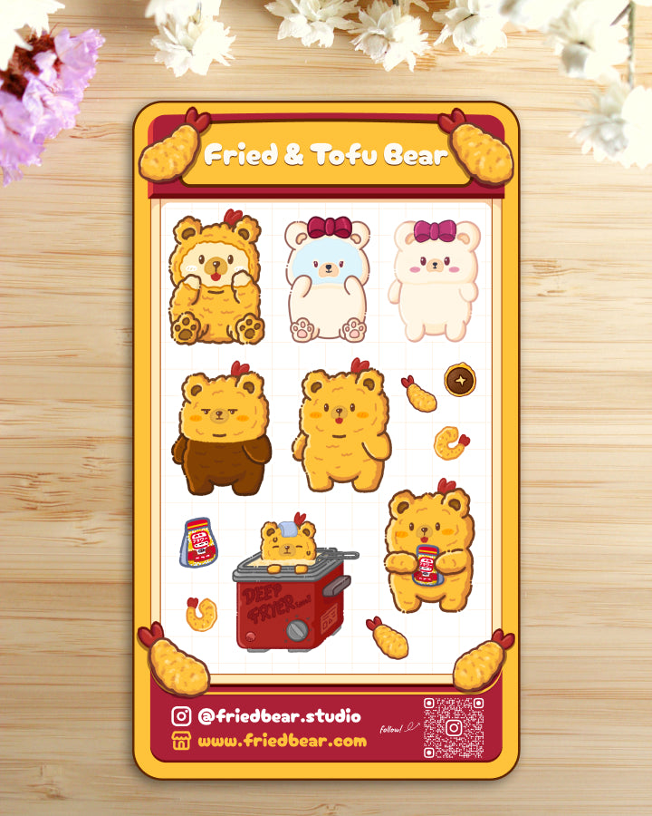 Sticker Sheet — Fried & Tofu Bear — Large