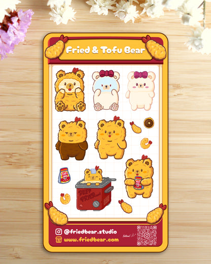 Sticker Sheet — Fried & Tofu Bear — Large